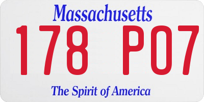MA license plate 178PO7