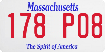 MA license plate 178PO8