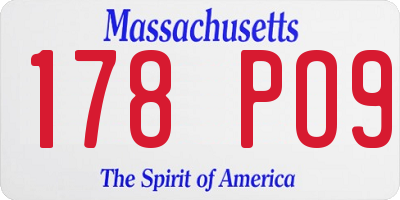 MA license plate 178PO9