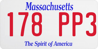 MA license plate 178PP3
