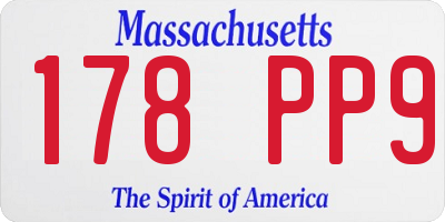 MA license plate 178PP9