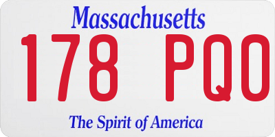 MA license plate 178PQ0