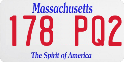 MA license plate 178PQ2