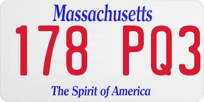 MA license plate 178PQ3