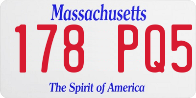 MA license plate 178PQ5