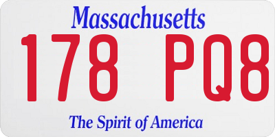 MA license plate 178PQ8