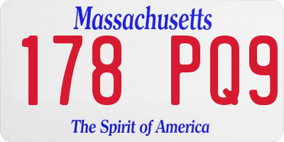 MA license plate 178PQ9