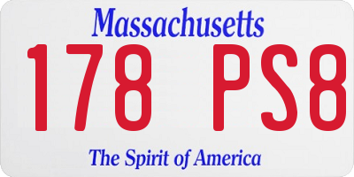 MA license plate 178PS8