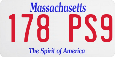 MA license plate 178PS9