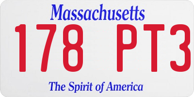 MA license plate 178PT3