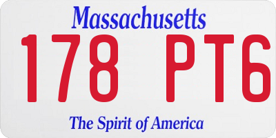 MA license plate 178PT6