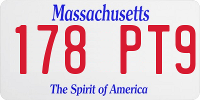 MA license plate 178PT9