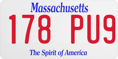 MA license plate 178PU9