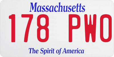 MA license plate 178PW0