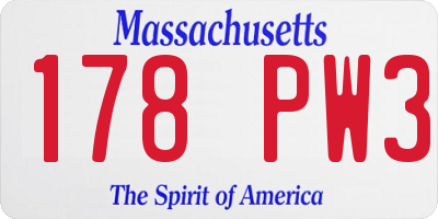 MA license plate 178PW3