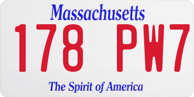 MA license plate 178PW7