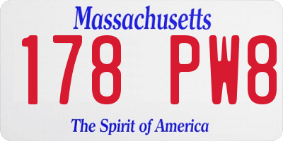 MA license plate 178PW8