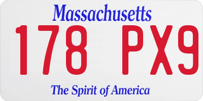 MA license plate 178PX9