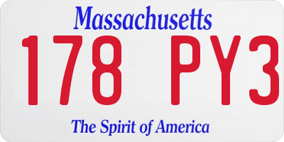MA license plate 178PY3
