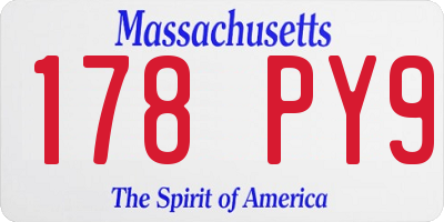 MA license plate 178PY9