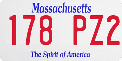 MA license plate 178PZ2