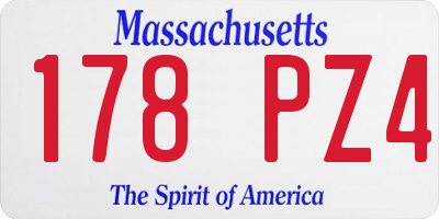 MA license plate 178PZ4