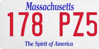 MA license plate 178PZ5