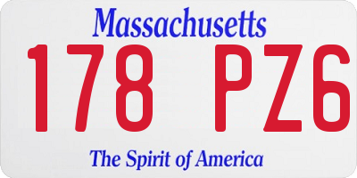 MA license plate 178PZ6