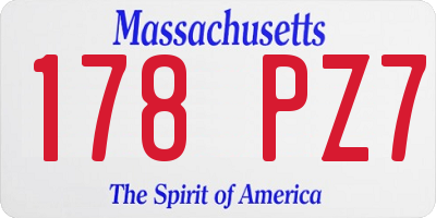 MA license plate 178PZ7