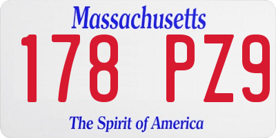 MA license plate 178PZ9