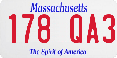MA license plate 178QA3