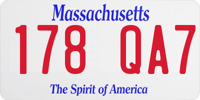 MA license plate 178QA7