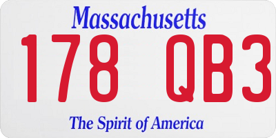 MA license plate 178QB3