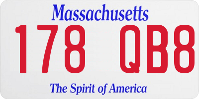 MA license plate 178QB8