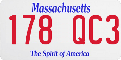 MA license plate 178QC3