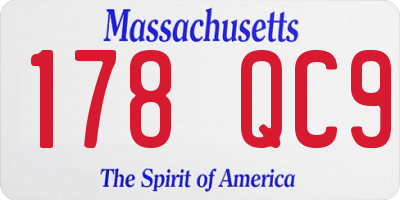 MA license plate 178QC9