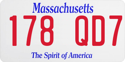 MA license plate 178QD7