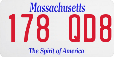 MA license plate 178QD8