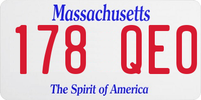 MA license plate 178QE0