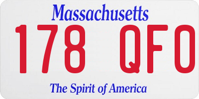 MA license plate 178QF0