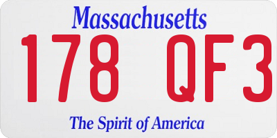 MA license plate 178QF3