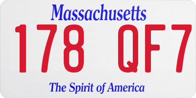 MA license plate 178QF7