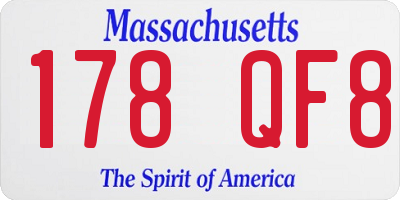 MA license plate 178QF8