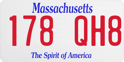MA license plate 178QH8
