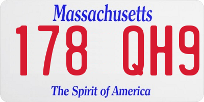 MA license plate 178QH9