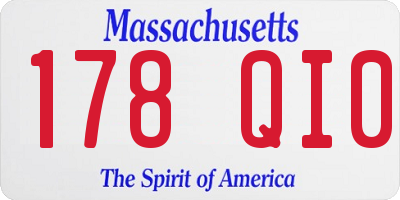 MA license plate 178QI0