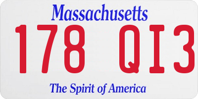 MA license plate 178QI3
