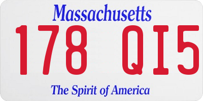 MA license plate 178QI5