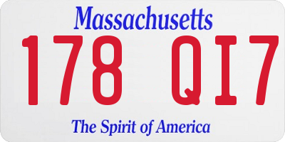 MA license plate 178QI7