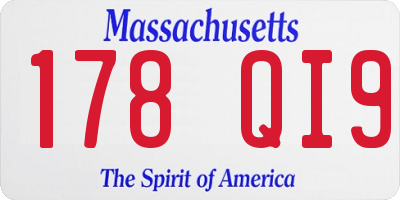 MA license plate 178QI9